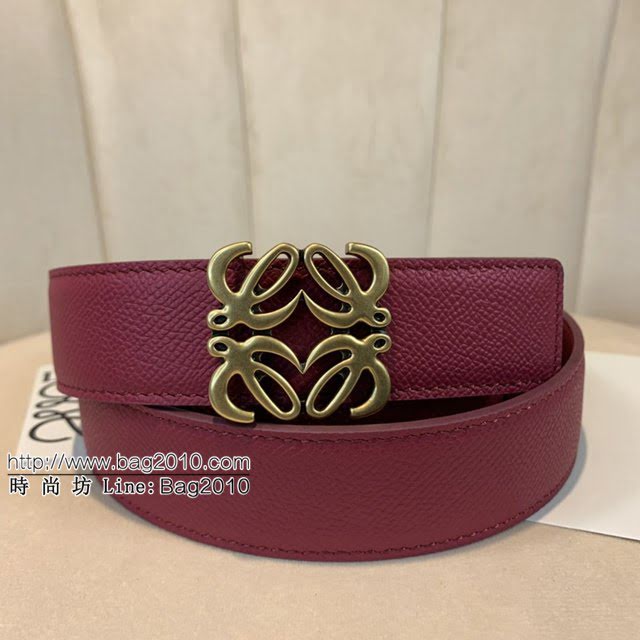 LOEWE女士皮帶 羅意威經典銅扣手掌紋雙面牛皮腰帶  jjp1801